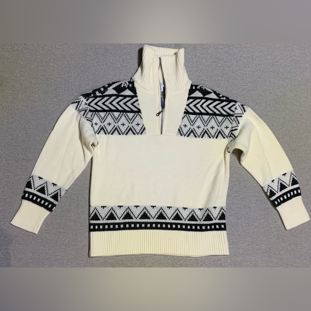 Crown & Ivy Cream/White and Black Geometric Men’s Sweater Size L